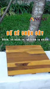 Đế Lót Chậu Cây ANKAN Hình Vuông Có Bánh Xe 360° và Khóa Kim Loại - Tải Trọng 120kg - Màu Vàng D50cm