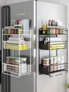 Magnetic Kitchen Refrigerator Organizer Rack Paper Towel Storage Holder Side Wall Pull out Rack for Storage