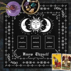 VIKAMA Dual Snake Floral Key Tarot Altar Vải Huyền Bí Phù Thủy Nghi Lễ Bói Toán Thảm Phong Cách Hiện Đại Có Thể Giặt Bằng Máy Polyester
