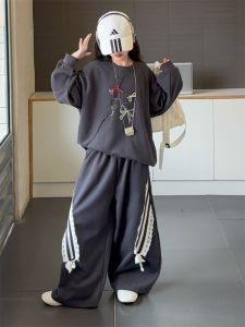 MPW | ชุดเสื้อฮู้ดผ้าฝ้ายลายผีเสื้อสำหรับเด็กผู้หญิง ชุดสองชิ้น ฤดูใบไม้ผลิและฤดูใบไม้ร่วง เสื้อผ้าเด็กสไตล์เกาหลี แฟชั่น