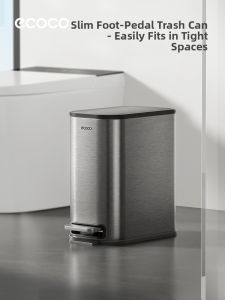 ecoco | Stainless Steel Slim Step Bathroom Trash Can