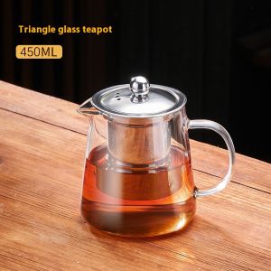GIANXI Flower Teapot Open Flame Heating Glass Teapot Filter Tea Cup High Temperature Coffee Pot Coffee Cup Home Tea Set