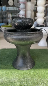 น้ำผุด น้ำล้น น้ำพุหัวทรงแบน [A1066] สีดำเม็ดขาว ฟรีปั๊มน้ำ ได้ยกชุด แตกเคลมไห้ 100%