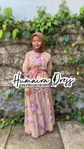 Gaudy - Humaira Dress Syari Wanita Dewasa Bahan Wolfis Baju Gamis Muslim Motif Bunga Sakura