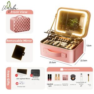 LIUZHE | Portable Travel Makeup Box with Mirror Large Capacity