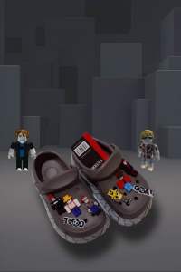 Sandal baim roblox Abu-abu anak laki-laki fashion trendy terbaru