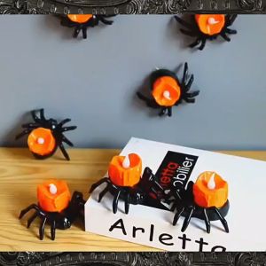 Nến đèn Led nhện đen trang trí Halloween lễ hội Ma