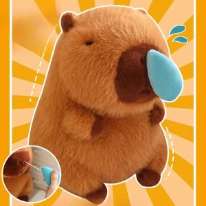 Kawaii Capybara Plush Keychain Simulation Animals with Stretchable Nasal Mucus Pendant Cute Capibara Fluffty Soft Stuffed Plushy Doll Kid Gift