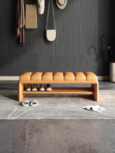 Modern Art Integrated Long Bench Luxury Home Entrance Hall Shoe Cabinet Seating Bench Wooden Material No Assembly Required