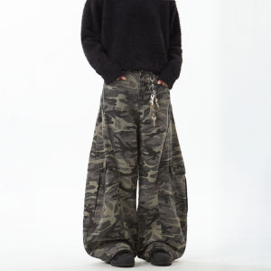 Woostop | Vintage Camo Straight Wide Leg Jeans Pants