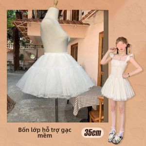 Váy Lolita 35cm Hàng Ngày Dây Đeo Vai Bốn Lớp Mát Mẻ Không Xương Vải Mềm Váy Ngắn Phong Cách Ngọt Ngào Mùa Hè 2024
