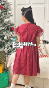 MARVES Natalie Dress Baju Natal Anak Perempuan Bahan Satin Usia 1 hingga 14 Tahun