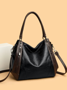 Large Capacity Soft Leather Handbag Womens Fashionable Single Shoulder Bag Tote Bag Crossbody Bag Casual Style Polyester Lining