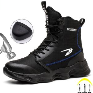 2022 New Work Boots Safety Steel Toe Shoes Men Protective Shoes Anti-smash Anti-puncture High Top Safety Shoes Men Boots
