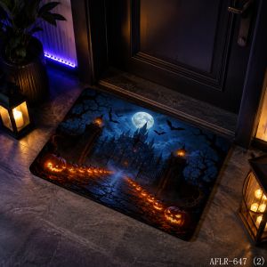 VIKAMA Gothic Jack O Lantern Doormat Non Slip Washable Welcome Mat Halloween Entryway Rug