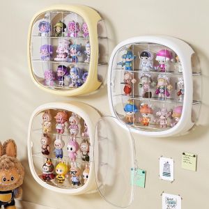 Wall-Mounted Punch-Free Figurine Display Cabinet Multi-Functional Storage Shelf High Transparency Blind Box Organizer