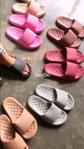 SandSo - Q22L Polos Sandals Wanita Karet Sandal Slip On Slipper Slide Flip Flop Flipper Flat Teplek Slop Selop Slide Sol Sole Sendal Plain Jelly Mule Lentur Empuk Perempuan Rumah Kamar Mandi Pantai Anti Air Licin Selip