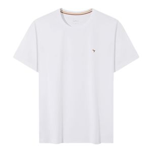New 2025 Mens Short Sleeve T-Shirt Pure Cotton Casual round Neck White Top Breathable Comfortable Fashion Urban Style Summer
