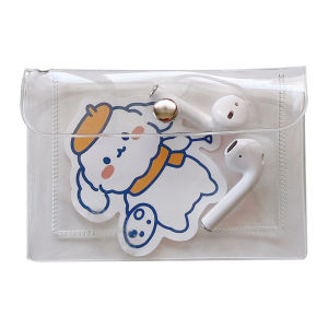 Simple hanging chain storage bag ins style transparent PVC buckle storage bag Mini portable change bag Card bag