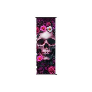 VIKAMA Sugar Skull Rose Wall Tapestry Pink Blue Purple Daisy Gothic Floral Scroll Art Home Decor Lightweight Soft Durable Cozy
