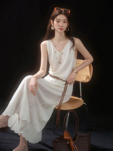 Lycell Plant Jacquard Sleeveless Knit Dress Long Summer