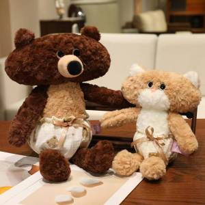 Beast Kingdom | Newest White Dog Cat Brown Bear Series Doll Kawaii Stuffed Plush Toy Doll Cartoon Anime Cute Pillow Kids Birthday Gift Doll