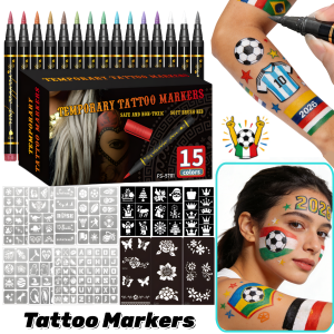 Temporary Tattoo Markers for Skin10 Colors Tattoo PensBrush TipBright colorsFace Paint Kit Cosmetic QualityHalloween makeup