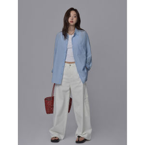 White Straight Leg Casual Jeans Womens Summer Loose Workwear Long Pants Sixi Home American Balla Street Style High Waist Jeans