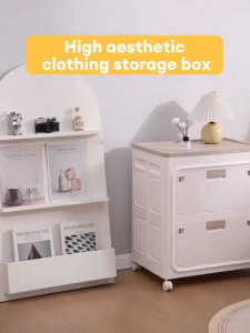 VISION Large Capacity Foldable Storage Box with Wheels – Rolling Flip-Top Lid Cabinet for Clothes Toys & Organizing Space-Saver for Home Use