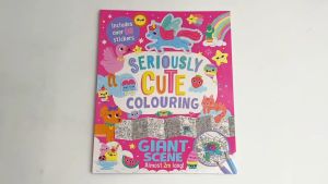 Seriously CUTE Colouring Book with 80 Stickers & Giant Pullout Scene for Kids