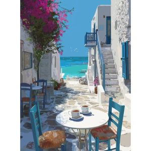 Kayou | Full Drill Diamond Painting Kit Greek Seaside Harbour Coastal Aegean Scene Mosaic Rhinestone Home Wall Decoration Gift
