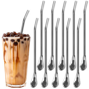2/10Pcs Straws Spoon 7.2 Inch Stainless Steel Yerba Mate Tea Drinking Straws Multifunctional Reusable Straw Stirring Spoon Straw