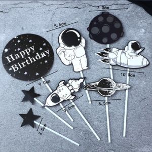 Famous Astronaut Cake Decoration Floating Model Luminous Moon Lamp Space Rocket Plugin Ornament Festival Costume Supplies