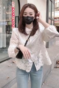 SHIMO | Traditional Modern Style Blended Shirt French Design Petite Size Embroidered High-end Jacket