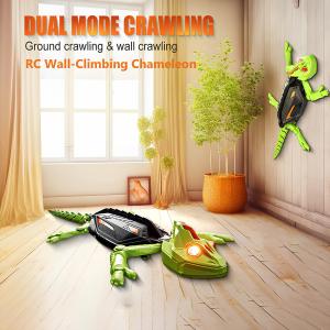 Wall Climbing RC Gecko Toy Rechargeable Remote Control Lizard with LED Eyes Dual Mode for Floor & Wall Gift for Kids Boys 3+