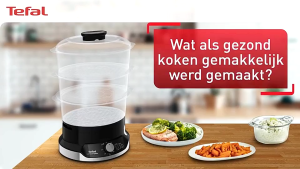 Nồi Hấp Điện Tefal Ultra Compact VC2048 9L 800W 3 Tầng Hẹn Giờ 60 Phút BPA Free