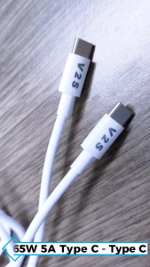 V2S X3 Type-C To Type-C 6A Turbo Flash Fast Charging Charger Cable 65W
