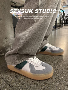 Retro Mens Deqin Low-Top Casual Shoes Thick Bottom Board Shoes Sports Agan Flat Heel round Toe Rubber Outsole Fashionable