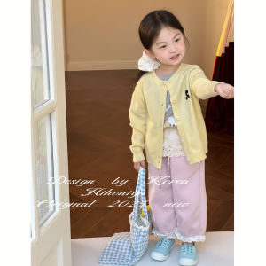 Loose Lace Trimmed Casual Pants for Girls Spring Summer New Arrival Korean Style Parent-Child Matching Cotton Polyester Blend