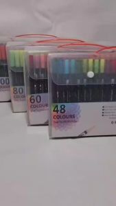 WDS Spidol Warna Set 12/36/60/80/100/120 Spidol Brush Pen 2 Tips Spidol Set Marker Drawing Pen AT01