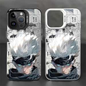 🔥ร้านค้าท้องถิ่น🔥 KoKocase การ์ตูนอะนิเมะกรณีโทรศัพท์ สำหรับ iPhone 11 13 15 14 12 เข้ากันได้ เคสไอโฟน11 13 15 14 12 PRO MAX X XR XS MAX 7 8 14 15 PLUS Angry Gojo Satoru Model ขั้นสูง กันกระแทก หรูหรา กรณีโทรศัพท์สีเงิน Color Silver Phone Case