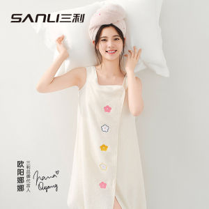 Mũi Khoan Pure Cotton Towel Womens Bath Skirt Vest Home Adult Bath Kimono Thêu Hoạt Hình Mặc Được Vải Vải Bông