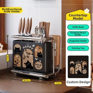 MEISD | High Appearance Kitchen Storage Rack with Knife Block Chopstick Holder and Cutting Board Organizer