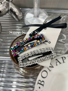 South Korea Dongdaemun Import Luxury Rhinestone Colored Diamonds Rectangular Cut Out BB Clip Fancy Bangs Broken Hair Side Clip