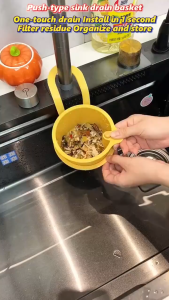 Keranjang Gantung Wastafel Multifungsi Tipe Dorong / Keranjang Penyimpanan Filter Gantung / Multifungsi Keranjang Saringan Wastafel Dapur /  Saringan Wastafel Anti Sumbat / Keranjang Anti-Tersumbat Untuk Tangan Kotor DZ