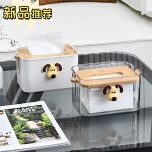 For Home Sunken Tissue Box Living Room Tissue Box Automatic Downward Pressure Transparent Cartoon Desktop Napkin Storage Box