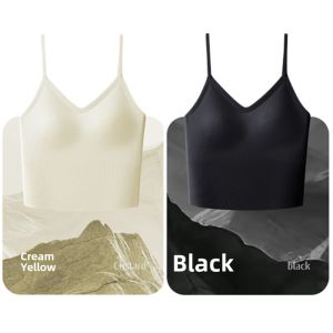 miiow | Ice Silk Strap Vest Womens Inner Wear With Chest Pad Summer Thin Seamless Anti-Light Sleeveless Top Can Be Worn Outside