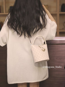 Urban Simple Style Womens Bucket Bag Commuter Handbag Stylish Polyester Lining Single Strap Lock Buckle Closure Daily Use