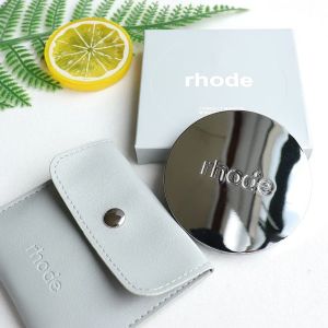 New Rhode Haley Same Style Fashion Portable Women Stainless Steel Makeup Mirror Hand Pocket Folded-Side Cosmetic Make Up Mirror