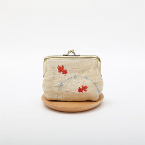 Exquisite Retro ~ Japan Natural Ramie Goldfish Embroidery Coin Purse Key Card Holder Portable Artistic Coin Purse